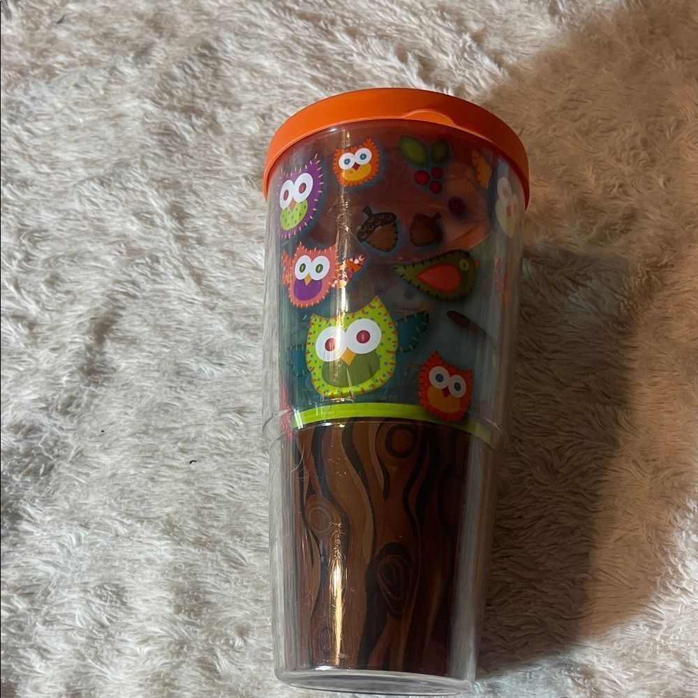 Colorful Owl Tumbler with Orange Lid tervis 24 ounce